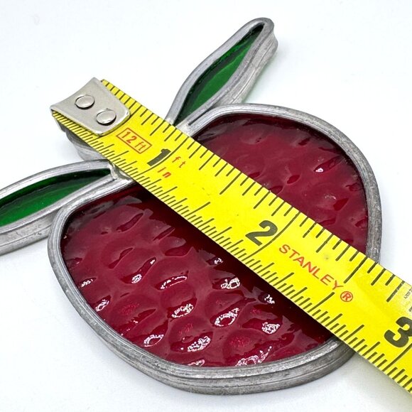 Mid-Century Modern Stained Dimpled Glass Strawberry Suncatcher Ornament Vtg - Picture 1 of 5